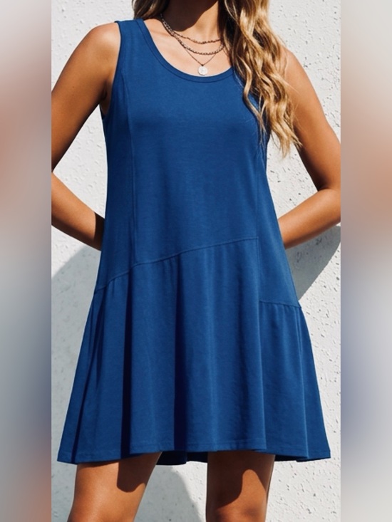 Anthropologie Dresses & Skirts - Anthropologie | Anthropologie Amadi Sleeveless Scoop Neck Blue Swing Dress NWT L